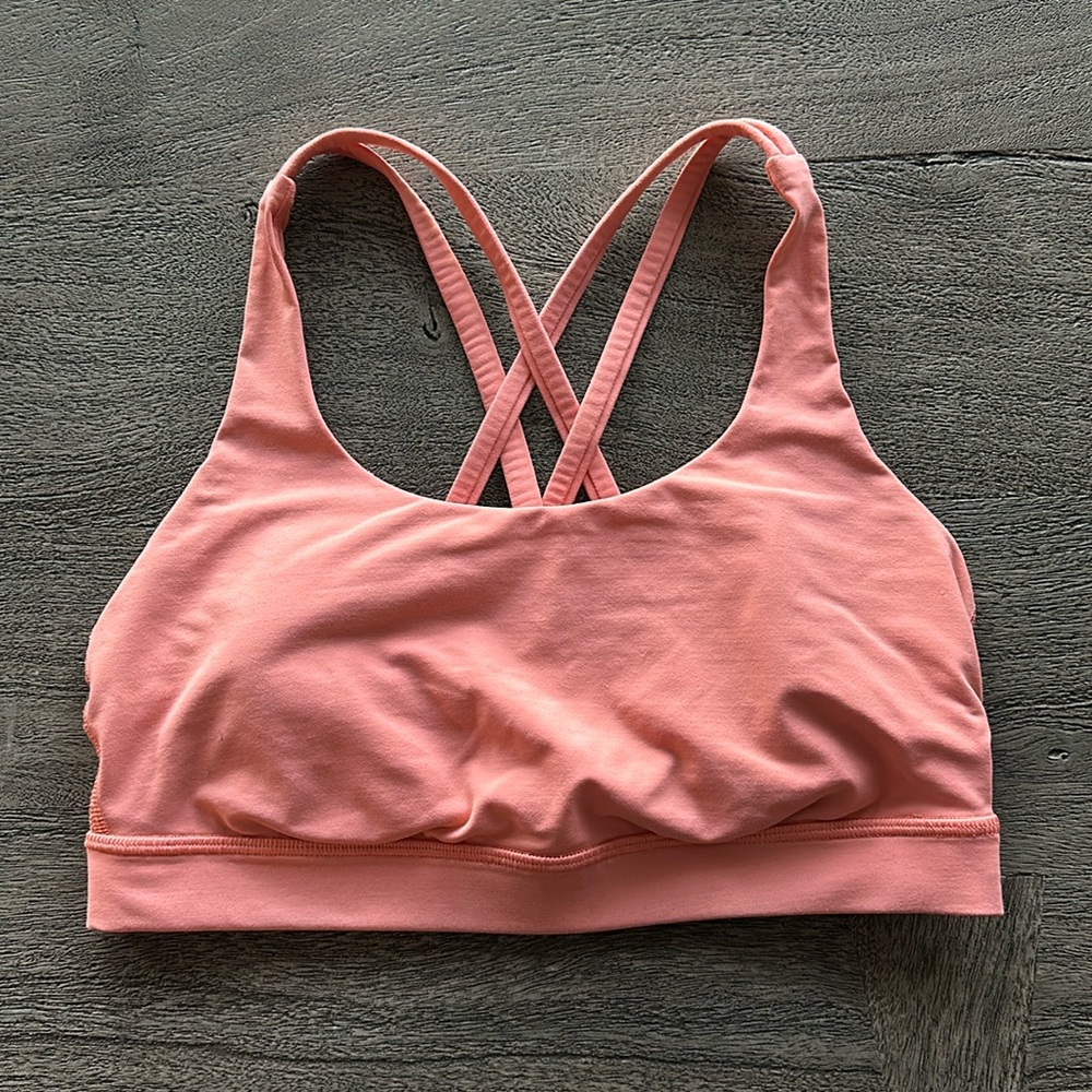 Lululemon energy bra, medium support, size 6, sunny coral